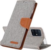 Voor Galaxy A51 GOOSPERY CANVAS DAGBOEK Canvas Textuur Horizontale Flip PU lederen tas, met houder & kaartsleuven & portemonnee (grijs)
