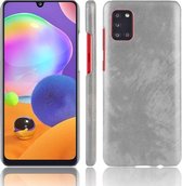 Voor Galaxy A31 Shockproof Litchi Texture PC + PU Case (grijs)