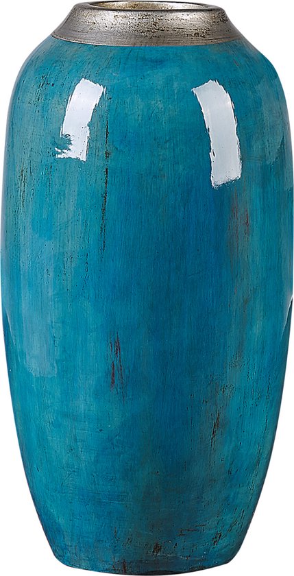 Beliani MILETUS - Decoratieve vaas - Blauw - Terracotta