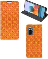 Telefoonhoesje Xiaomi Redmi Note 10 Pro Wallet Case Batik Orange