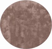 Sandro 15 - Rond velvet vloerkleed in bruin/grijs