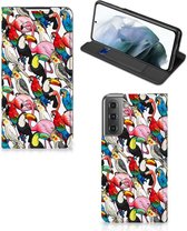 Telefoon Hoesje Geschikt voor Samsung Galaxy S21 FE Bookcover Case Birds