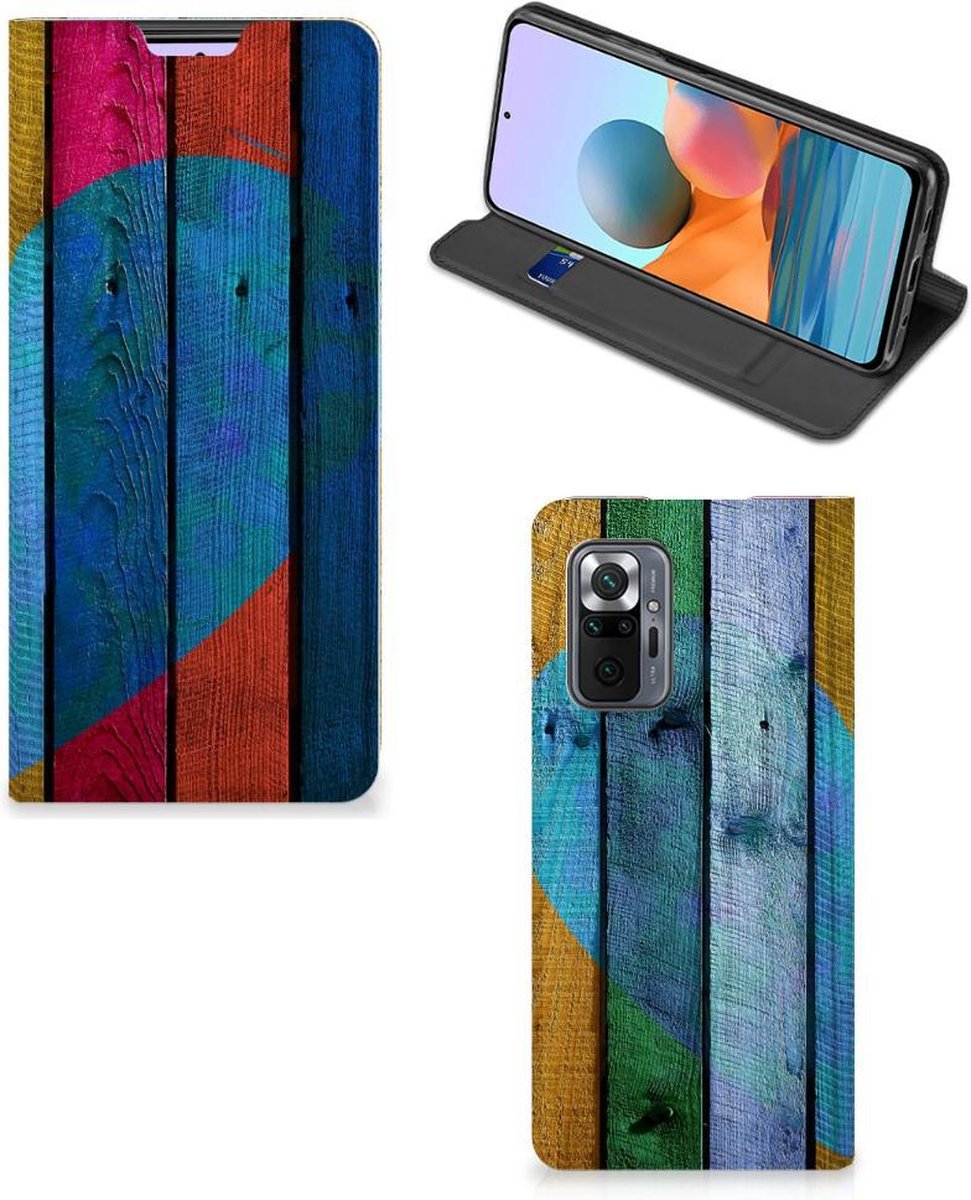 Xiaomi Redmi Note 10 Pro Book Wallet Case Wood Heart - Cadeau voor je Vriend