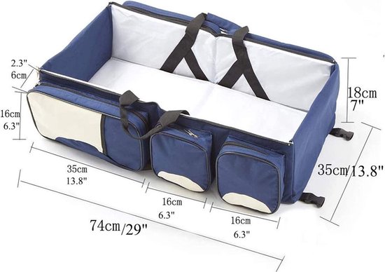 Baby Reisbed & Baby Luiertas in 1 - Reisbedje voor Baby's & Kleuters