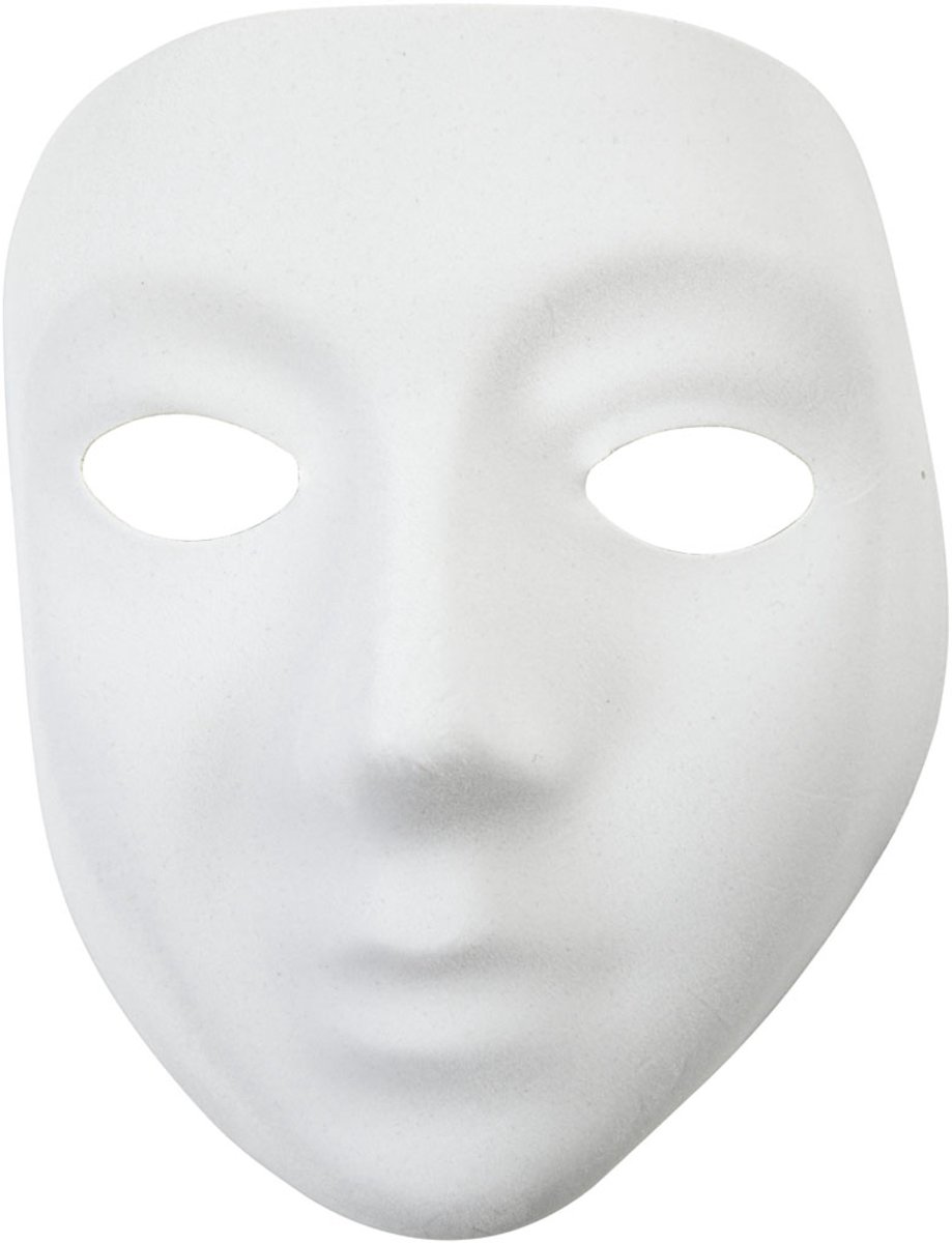 Masker, H: 17,5 cm, B: 14 cm, wit, 12 stuk/ 1 doos