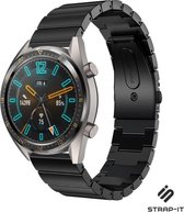 Stalen Smartwatch bandje - Geschikt voor  Huawei Watch GT / GT 2 luxe metalen bandje - zwart - 42mm - Strap-it Horlogeband / Polsband / Armband