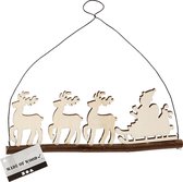 Kerst decoration. cane with reindeer. H: 8 cm. D: 0.5 cm. B: 22 cm. plywood - 1 st