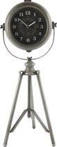 Staande Tripod klok rond Pier - 63,5cm hoog - Metaalgrijs - Countryfield