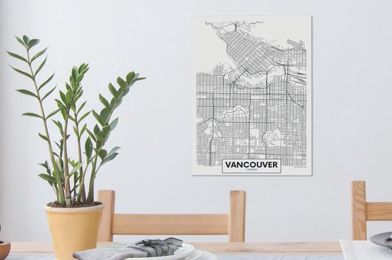 Toile Peintures Carte - Vancouver - Canada - Simple - 30x40 cm - Décoration murale