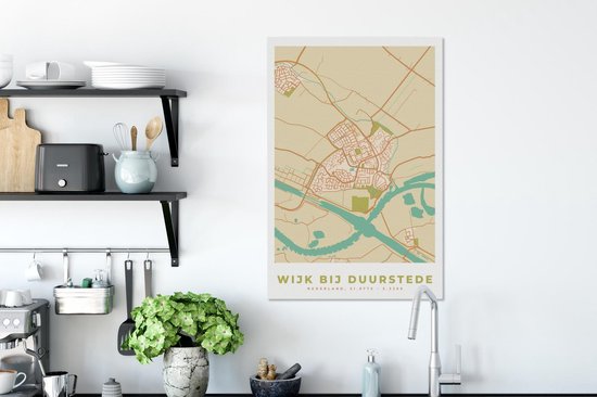 Peintures sur toile - Carte - Wijk bij Duurstede - Vintage - 60x90 cm - Décoration murale