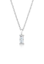 Elli Dames Halsketting Dames Solitaire Hanger Rechthoekige Schakelketting Twisted met Zirkonia in 925 Sterling Zilver