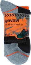 (3 paar) Gevavi Workwear - GW85 Korte Werksokken - Sneakersok - Voor Lage Werkschoenen - Zwart - Maat 39/42