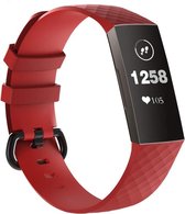 Siliconen Smartwatch bandje - Geschikt voor  Fitbit Charge 3 silicone band - rood - Maat: L - Horlogeband / Polsband / Armband