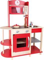 Houten speelkeukentje voor kinderen - Rood - "Authentic" - Houten speelgoed vanaf 3 jaar
