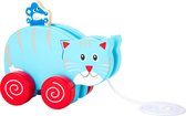 Trekfiguur dieren Kat en muis - Houten speelgoed vanaf 1 jaar