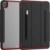 Voor iPad Pro 12.9 (2020) / (2018) Acryl + TPU horizontaal Flip Smart Leather Case met drievoudige houder & Pen-sleuf & Wake-up / Sleep-functie (rood + zwart)