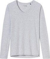 SCHIESSER dames Mix+Relax T-shirt - lange mouw - V-hals - grijs melange -  Maat: S