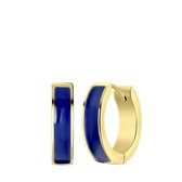Lucardi Dames Goldplated oorbellen emaille blauw - Oorbellen - Cadeau - Staal - Goudkleurig