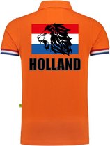 Luxe Holland supporter poloshirt - 200 grams katoen - heren - oranje - leeuwenkop - Nederland fan / EK / WK polo shirt / kleding 2XL