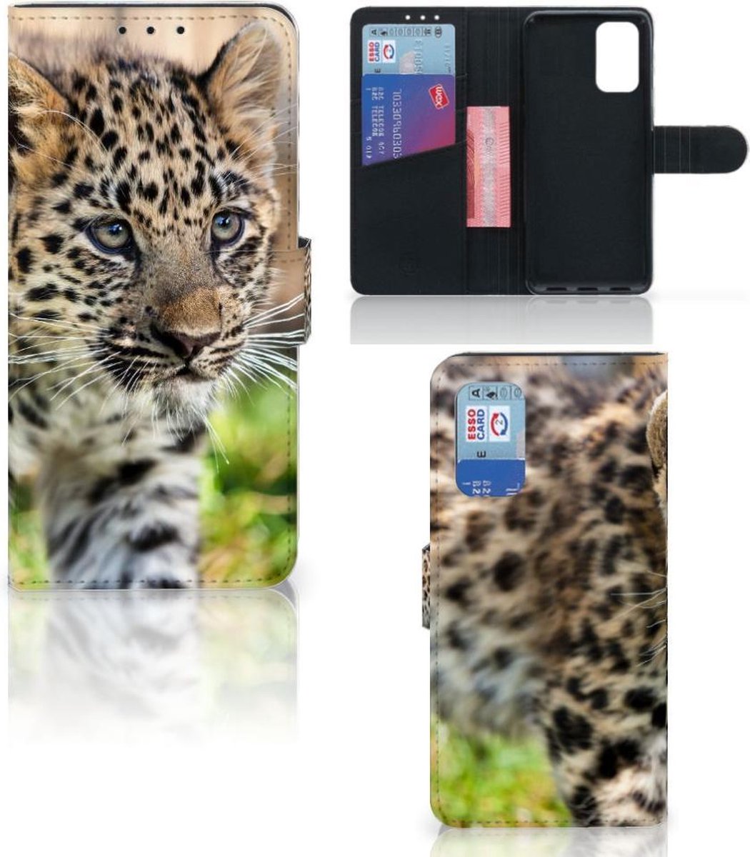 Book Case voor Samsung Galaxy A32 4G Telefoonhoesje met Pasjes Baby Luipaard