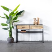 Sidetable Zwart - Hout & Marmer - 120x35x80cm - Sidetable Austin - Giga Meubel