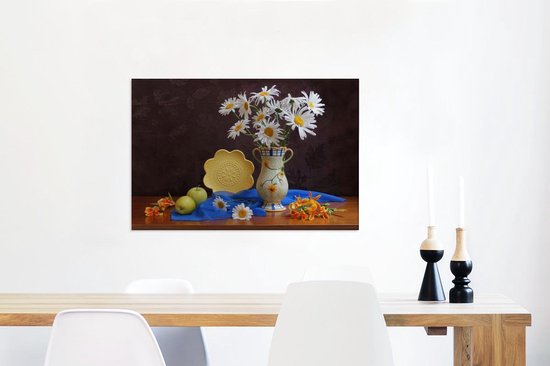 Tableau Peinture Nature Morte - Marguerite - Fleurs - 90x60 cm - Décoration murale