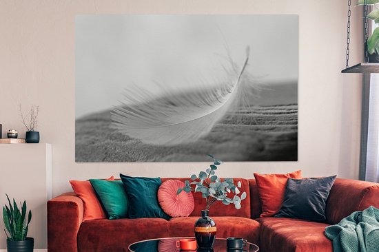 Peintures sur toile - Gros plan de plume tourbillonnante - 180x120 cm - Décoration murale XXL