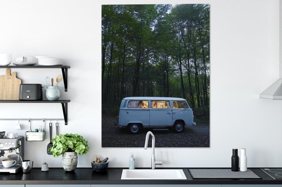 Canvas Schilderij Bus - Licht - Bos - 90x120 cm - Wanddecoratie
