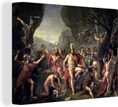 Canvas Schilderij Leonidas bij Thermopylae - Schilderij van Jacques-Louis David - 40x30 cm - Wanddecoratie