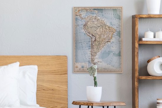 Canvas Wereldkaart - 30x40 - Wanddecoratie Klassieke wereldkaart Zuid-Amerika