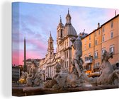 Canvas Schilderij Rome - Fontein - Neptunes - 120x80 cm - Wanddecoratie