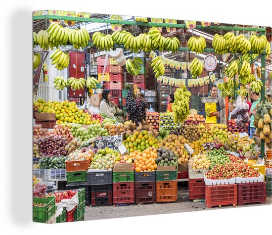 Un étal de fruits et légumes frais sur le marché en Colombie toile 30x20 cm - petit - Tirage photo sur toile (Décoration murale salon / chambre)