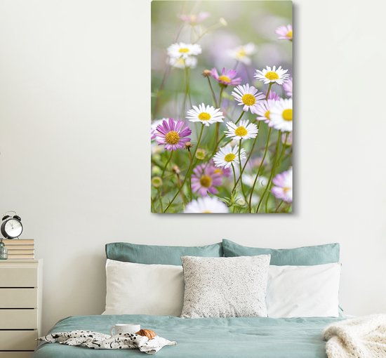 Gros plan de marguerites 120x180 cm - Tirage photo sur toile (Décoration murale salon / chambre) / Peintures Fleurs sur toile XXL / Groot format!