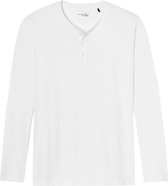 SCHIESSER Mix+Relax T-shirt - lange mouw O-hals met knoopjes - wit - Maat: XL