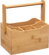 Decopatent® Bestek Organizer - Bamboe hout - 4 vakken - Keuken bestekorganizer met handgreep - bestek houder 4 vakken
