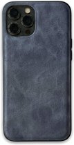 iPhone 11 Pro Lederlook Back Cover Hoesje - Leer - Siliconen - Backcover - Apple iPhone 11 Pro - Blauw