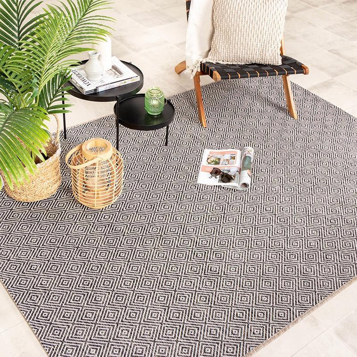 Fraai Buitenkleed - Summer Tile Grijs - 200x290cm