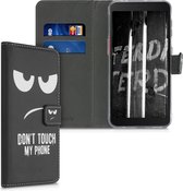 kwmobile telefoonhoesje voor Samsung Galaxy Xcover 5 - Hoesje met pasjeshouder in wit / zwart - Don't Touch My Phone design