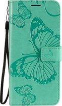 OPPO Reno 4 Hoesje - Mobigear - Butterfly Serie - Kunstlederen Bookcase - Turquoise - Hoesje Geschikt Voor OPPO Reno 4