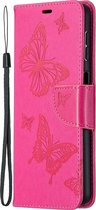 Mobigear Telefoonhoesje geschikt voor Samsung Galaxy A32 5G Hoesje | Mobigear Butterfly Bookcase Portemonnee | Pasjeshouder voor 2 Pasjes | Telefoonhoesje voor Pinpas / OV Kaart / Rijbewijs - Roze