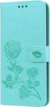 Mobigear Roses Bookcase Hoesje - Geschikt voor Samsung Galaxy A9 (2018) - Turquoise