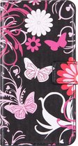 Apple iPhone 8 Plus Hoesje - Mobigear - Design Serie - Kunstlederen Bookcase - Pink Butterfly - Hoesje Geschikt Voor Apple iPhone 8 Plus