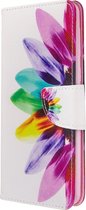 Samsung Galaxy A21 Hoesje - Mobigear - Design Serie - Nylon Bookcase - Sunflower - Hoesje Geschikt Voor Samsung Galaxy A21