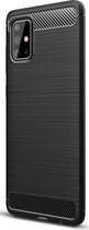 Samsung Galaxy A71 Hoesje - Mobigear - Brushed Slim Serie - TPU Backcover - Zwart - Hoesje Geschikt Voor Samsung Galaxy A71