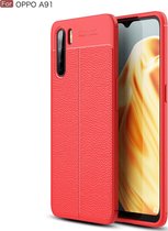Mobigear Luxury Telefoonhoesje geschikt voor OPPO A91 Hoesje Flexibel TPU Backcover - Rood