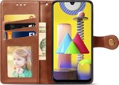 Samsung Galaxy M31 Hoesje - Mobigear - Snap Button Serie - Kunstlederen Bookcase - Cognac - Hoesje Geschikt Voor Samsung Galaxy M31