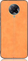 POCO F2 Pro Hoesje - Mobigear - Stitch Serie - Kunstlederen Backcover - Oranje - Hoesje Geschikt Voor POCO F2 Pro