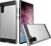 Samsung Galaxy Note 10 Hoesje - Mobigear - Brushed Armor Serie - Hard Kunststof Backcover - Zilver - Hoesje Geschikt Voor Samsung Galaxy Note 10