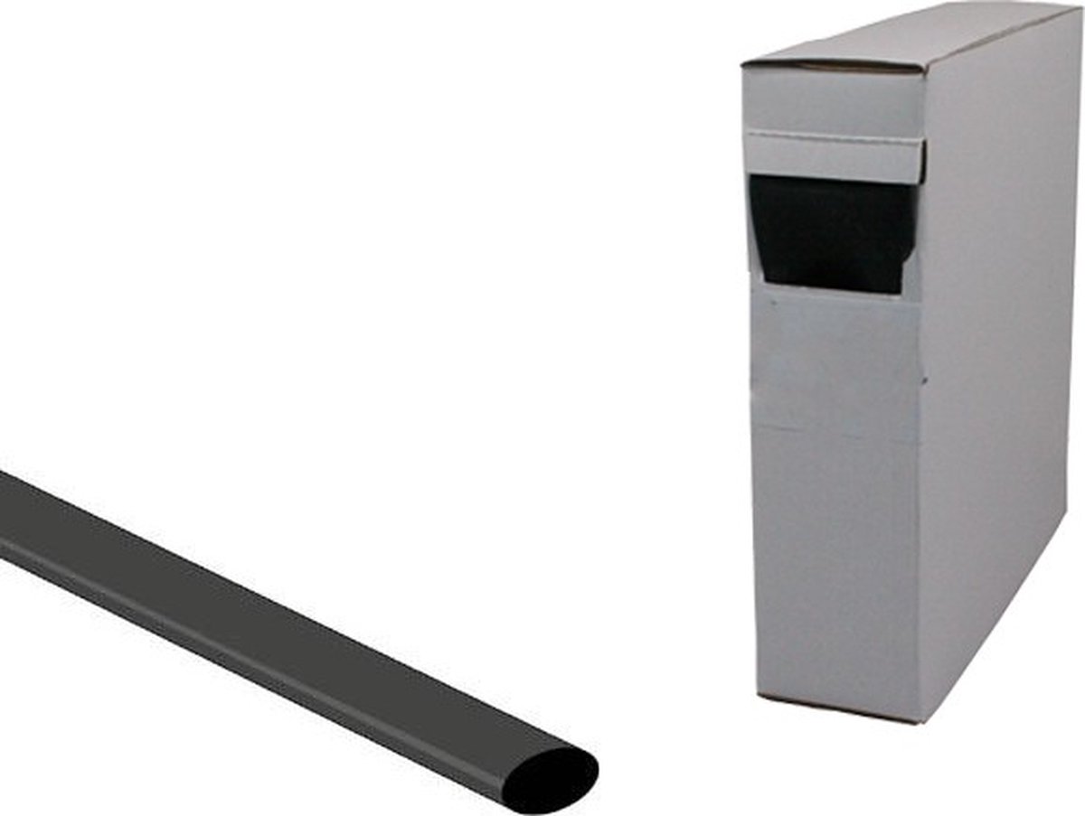 Krimpkous - 2:1 - 6,4 naar 3,2mm - 15 meter - Zwart