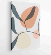 Botanical wall art vector set. Earth tone boho foliage line art drawing with abstract shape. 2  - Moderne schilderijen – Vertical – 1881805195 - 40-30 Vertical